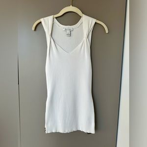 WHBM white sleeveless sweater, size medium, has two loops for belt option